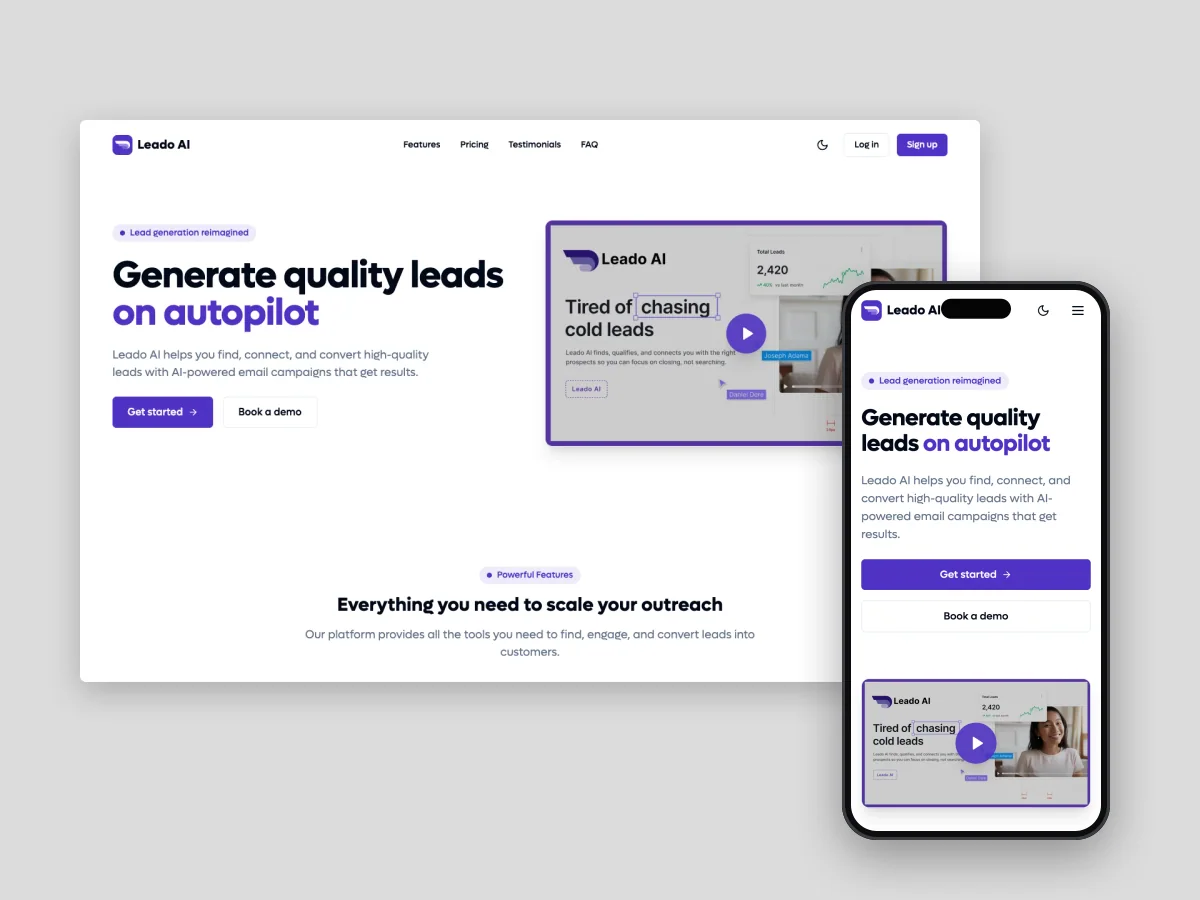 LEADO AI on desktop and mobile