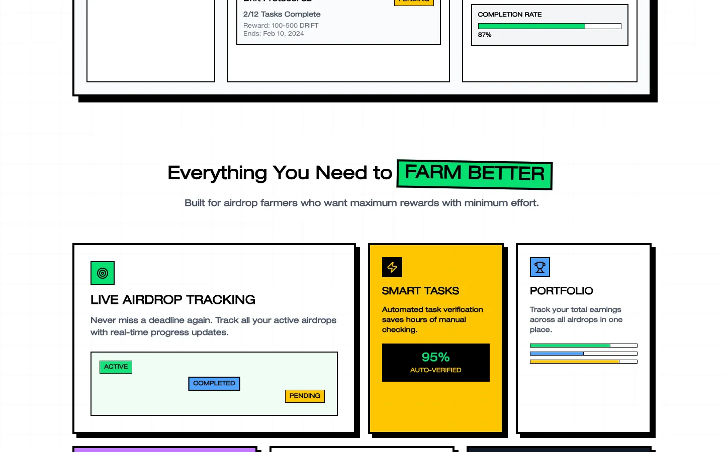 AIRDROPFARM website, screen 2