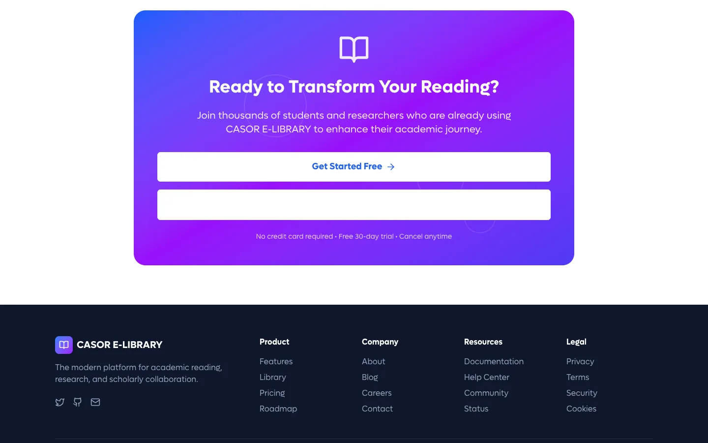 CASOR E-LIBRARY website screen