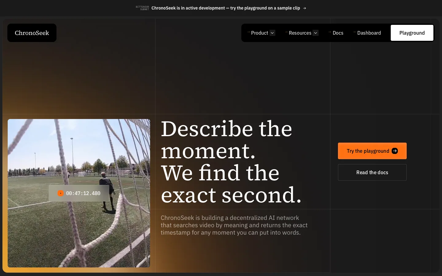 CHRONOSEEK website, screen 1