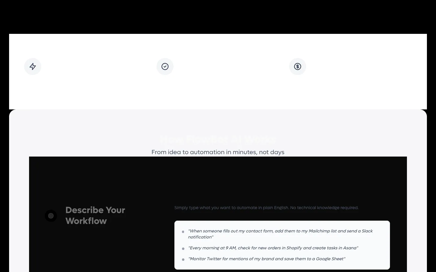 FLOWBOT AI website, screen 2