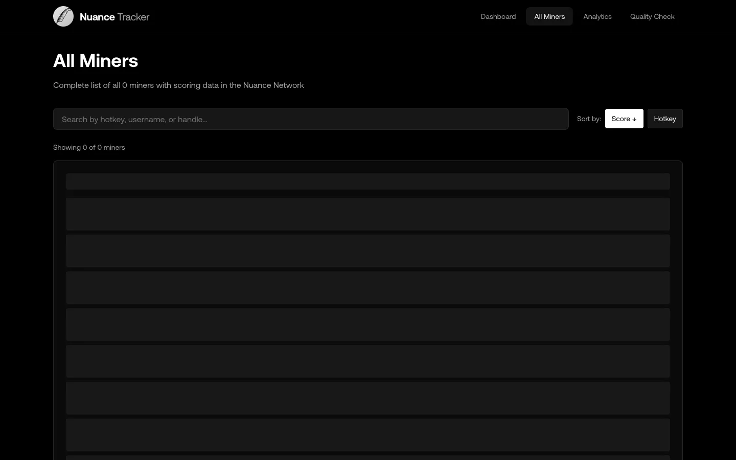 NUANCE TRACKER website screen