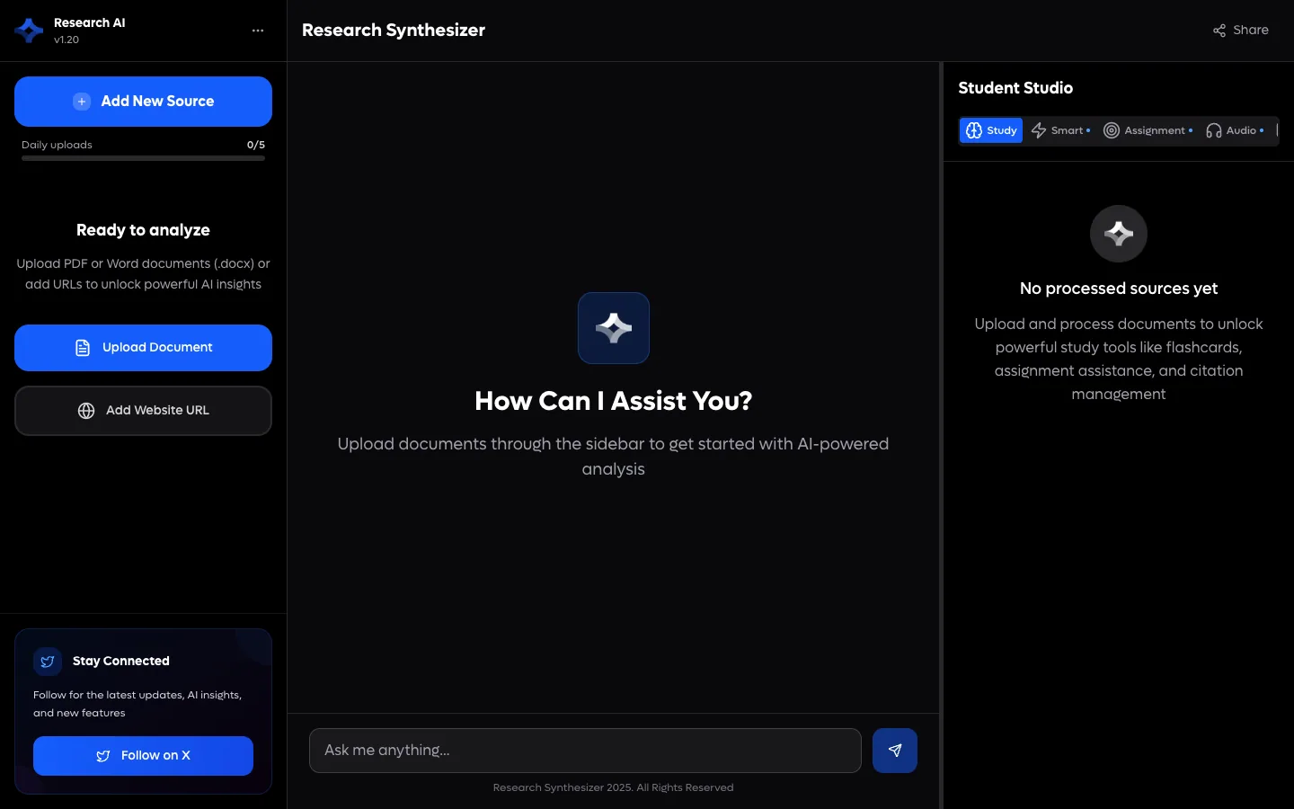 RESEARCH SYNTHESIZER website, screen 1