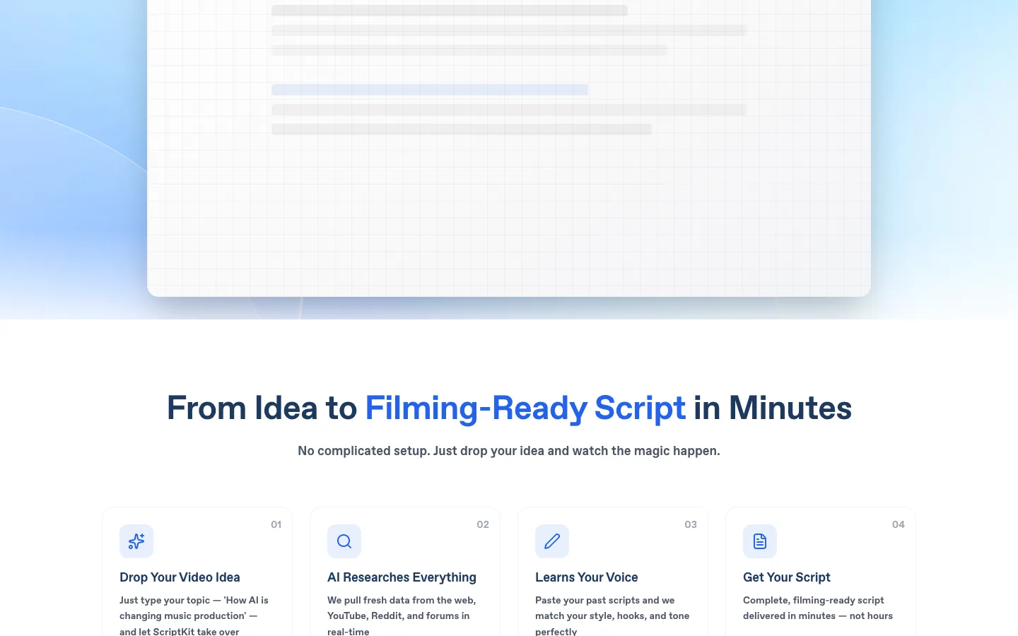 SCRIPTKIT website, screen 2