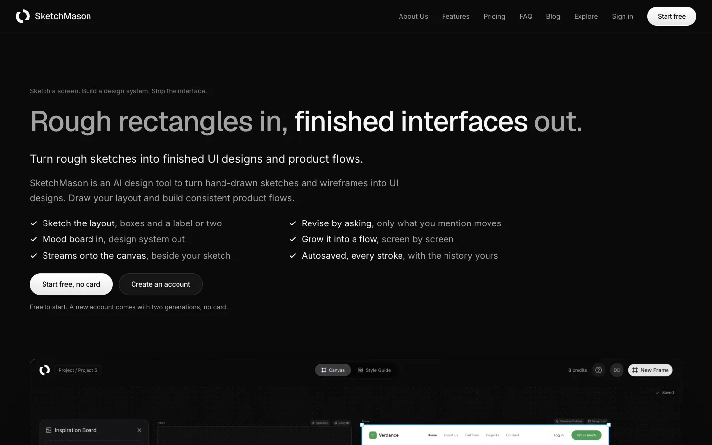 SKETCHMASON website, screen 1