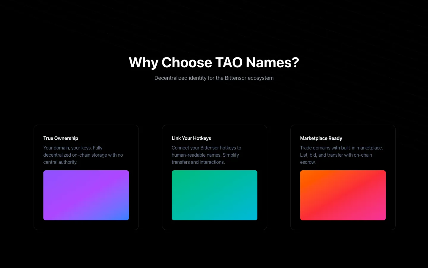 TAO NAMES website, screen 2
